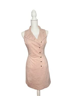 Eva Mendes Plush Faux Suede Asymmetrical Button Shift Dress, XS